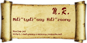 Mátyássy Rázsony névjegykártya